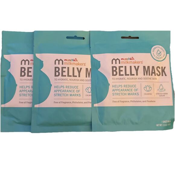 Munchkin Milkmakers Belly Mask Reduce Stretch Marks 3 Sheet Masks NIP - Picture 1 of 6